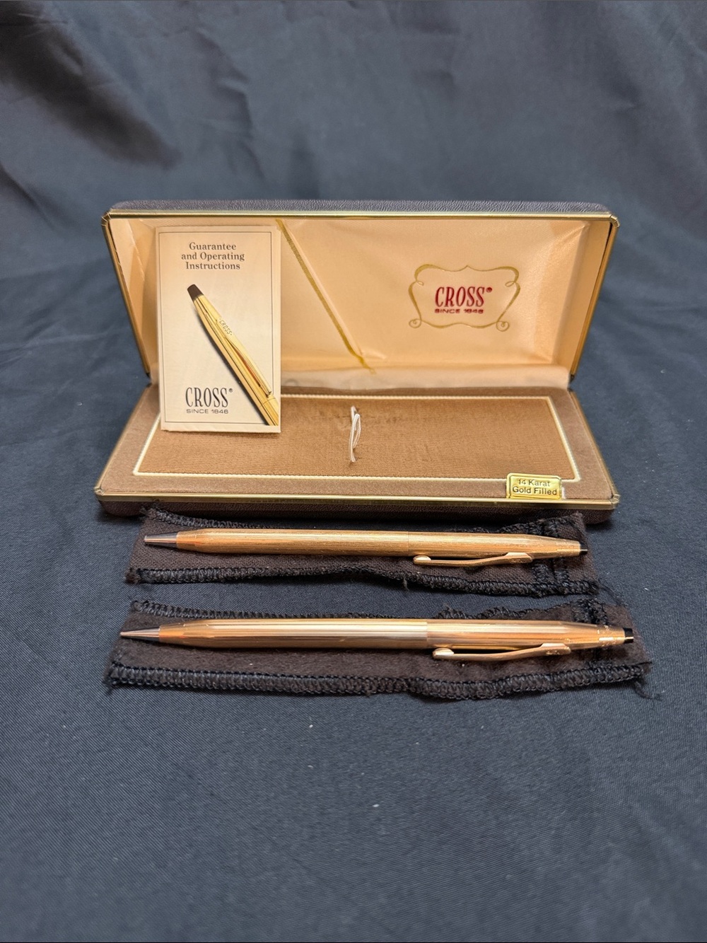 Vintage 80s Cross 14k Gold Filled Pen/Pencil Set.